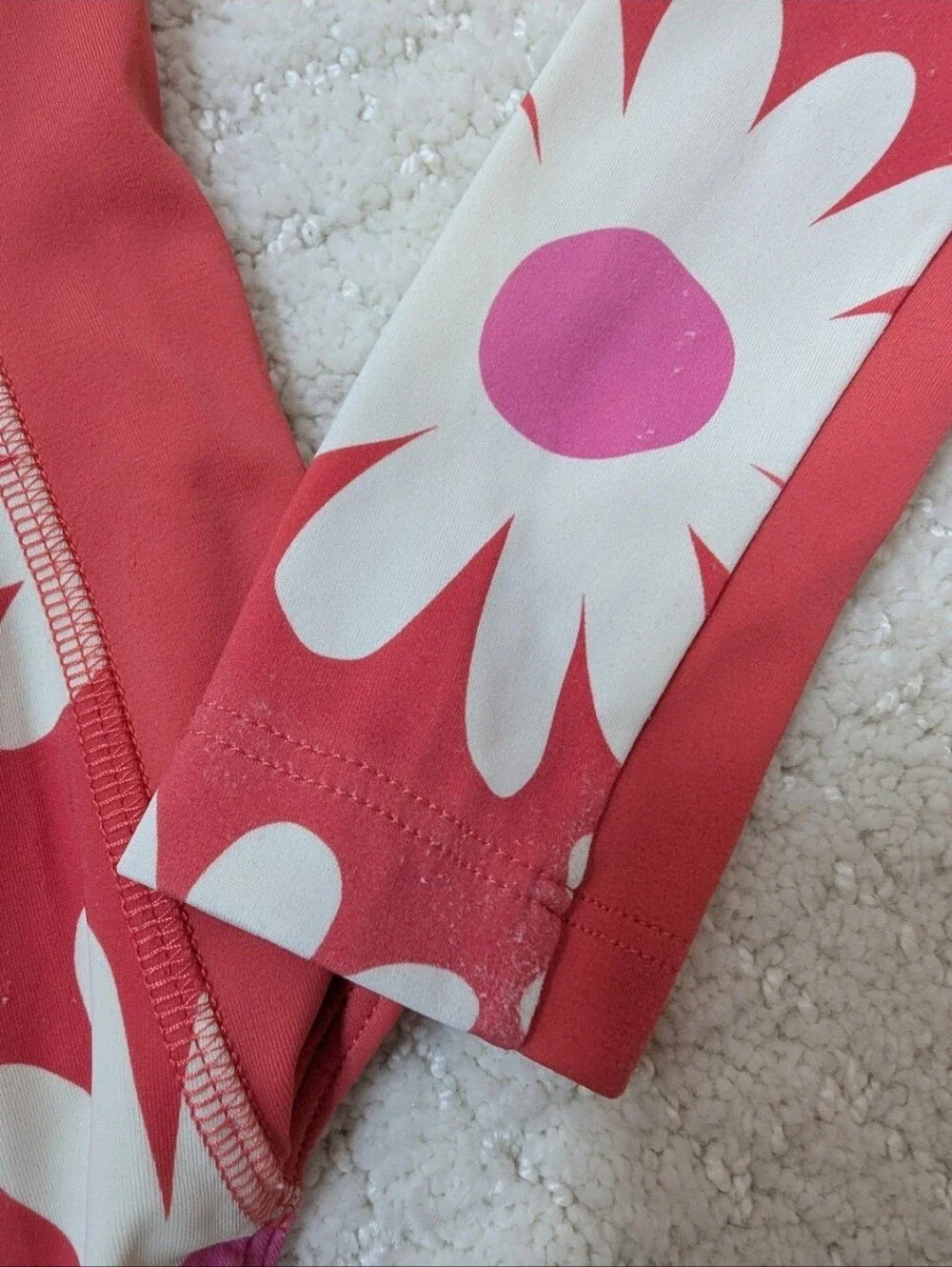 Mini Boden Kids Long Sleeve Rash Guard One-Piece Swimsuit - Coral Pink Daisy